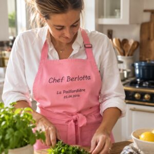 Tablier de cuisine personnalisé avec broderie et poche