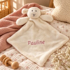 Doudou mouton personnalisé avec prénom brodé