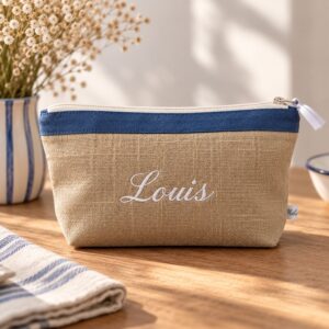 Trousse Trio personnalisée avec texte brodé